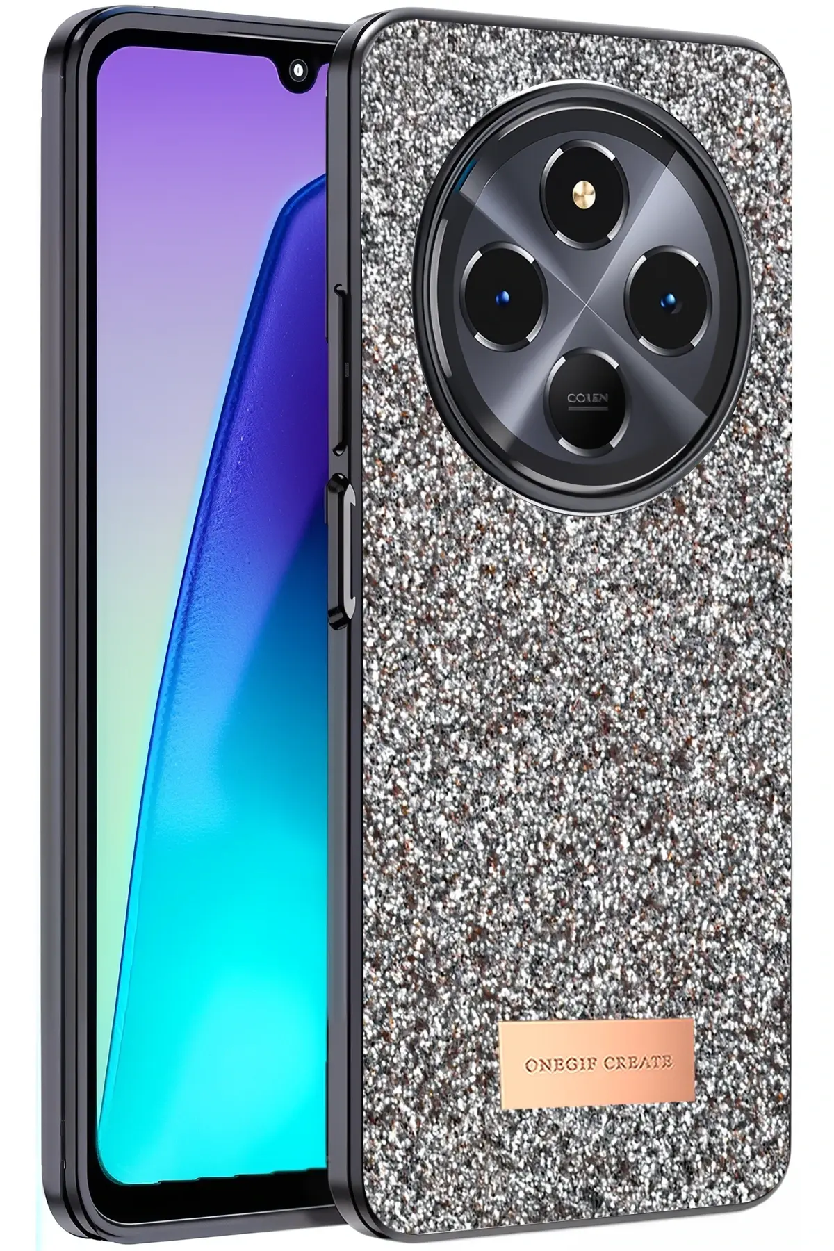 Onegif Xiaomi Redmi 14C Bright Simli Kapak - Gold