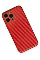 Newface iPhone 13 Pro Kılıf Coco Karbon Silikon - Kırmızı