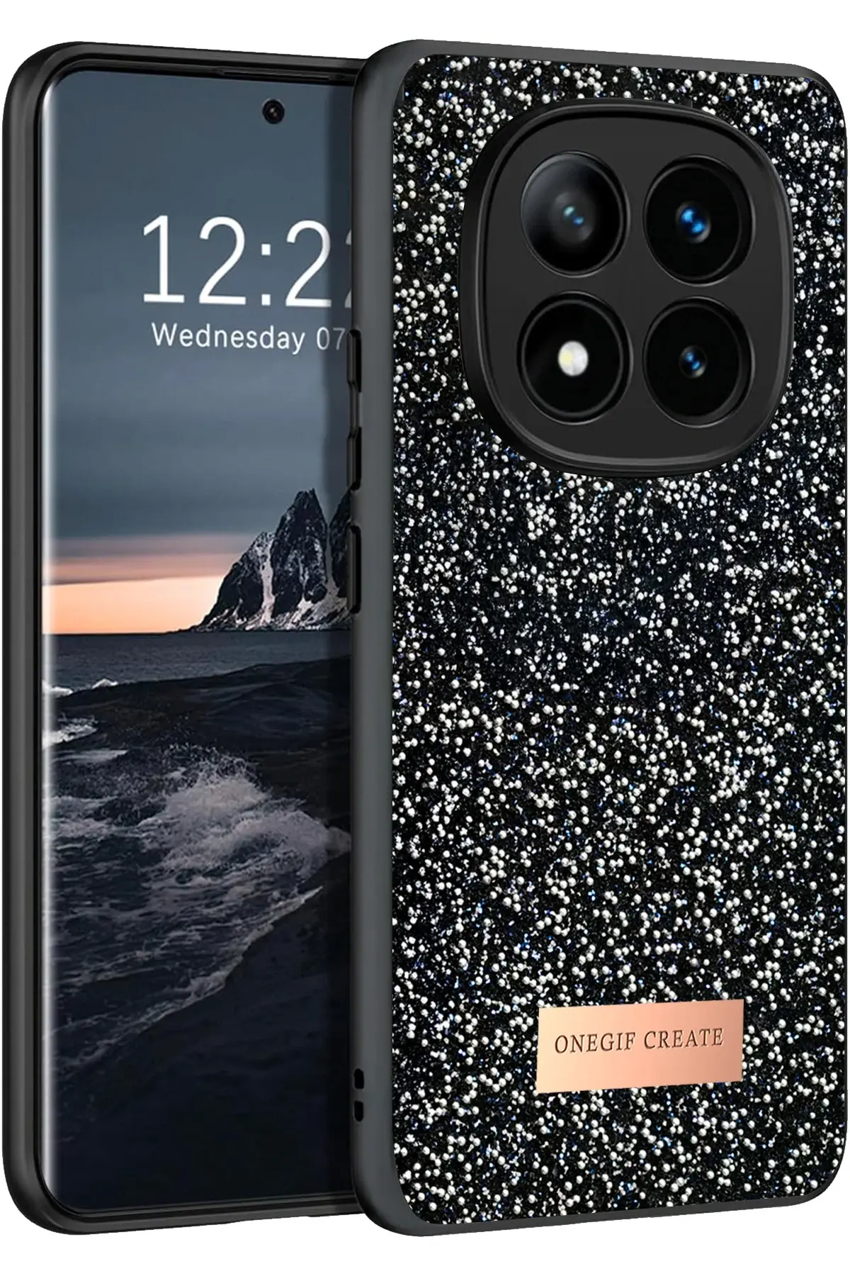 Onegif Xiaomi Redmi Note 14 Pro 4G Bright Simli Kapak - Siyah