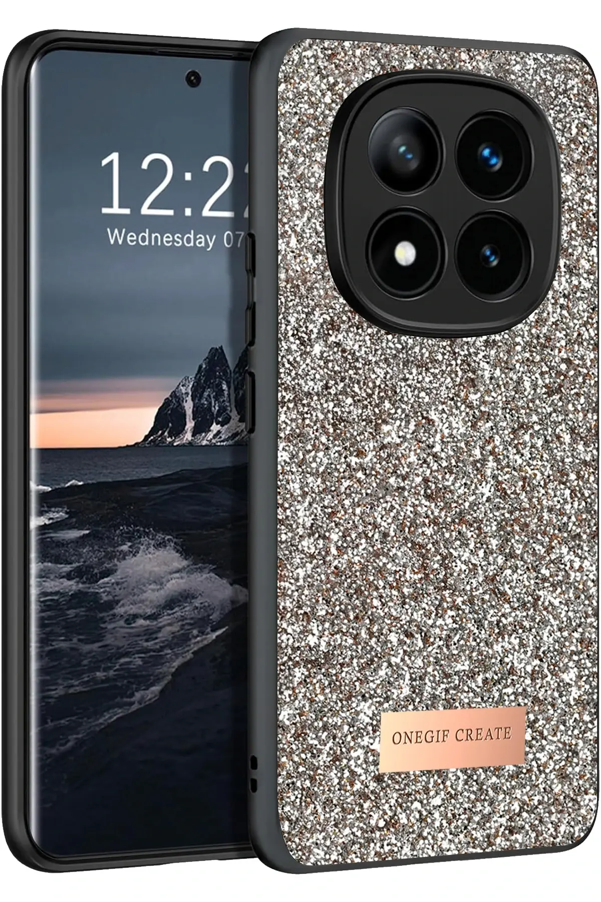 Onegif Xiaomi Redmi Note 14 Pro 4G Bright Simli Kapak - Gold