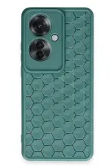 Newface Oppo Reno 11F Kılıf Petek Silikon Kapak - Koyu Yeşil