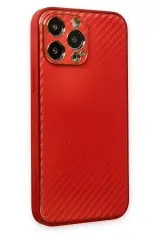 Newface iPhone 13 Pro Max Kılıf Coco Karbon Silikon - Kırmızı