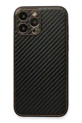 Newface iPhone 13 Pro Max Kılıf Coco Karbon Silikon - Siyah