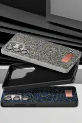 Onegif Samsung Galaxy S25 Ultra Bright Simli Kapak - Siyah