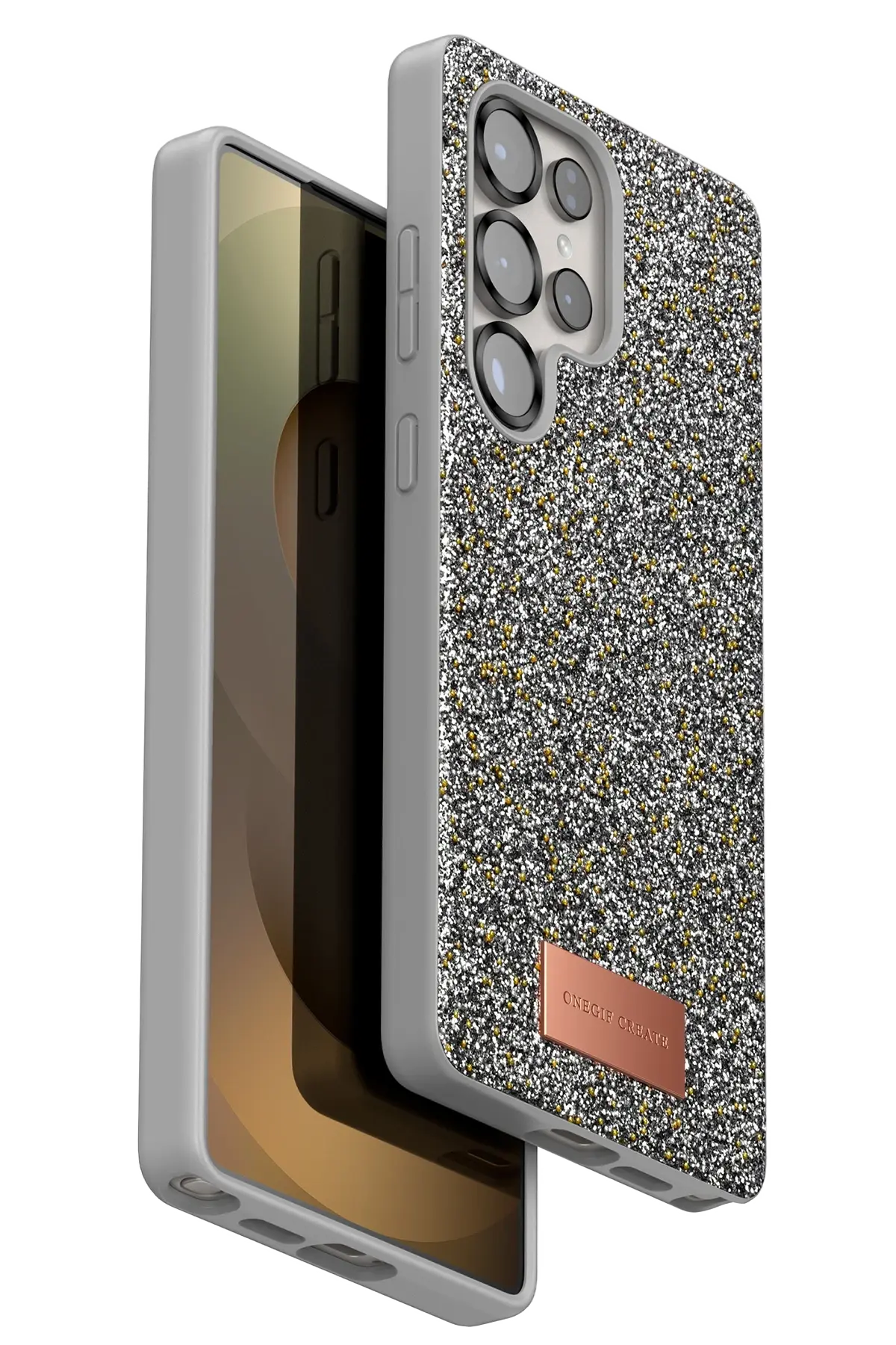 Onegif Samsung Galaxy S25 Ultra Bright Simli Kapak - Gümüş