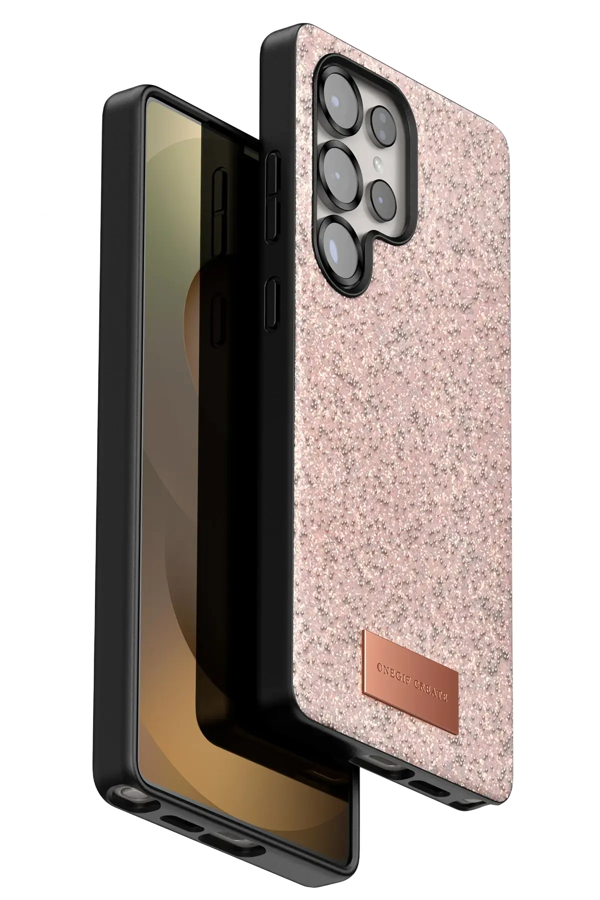 Onegif Samsung Galaxy S25 Ultra Bright Simli Kapak - Pembe