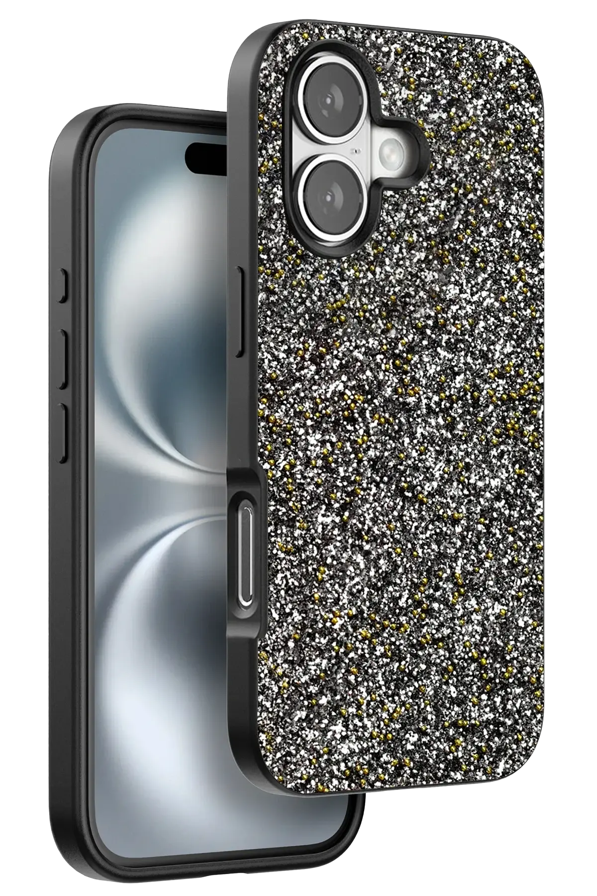 Onegif iPhone 16 Plus Bright Simli Kapak - Gümüş