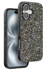 Onegif iPhone 16 Plus Bright Simli Kapak - Gümüş