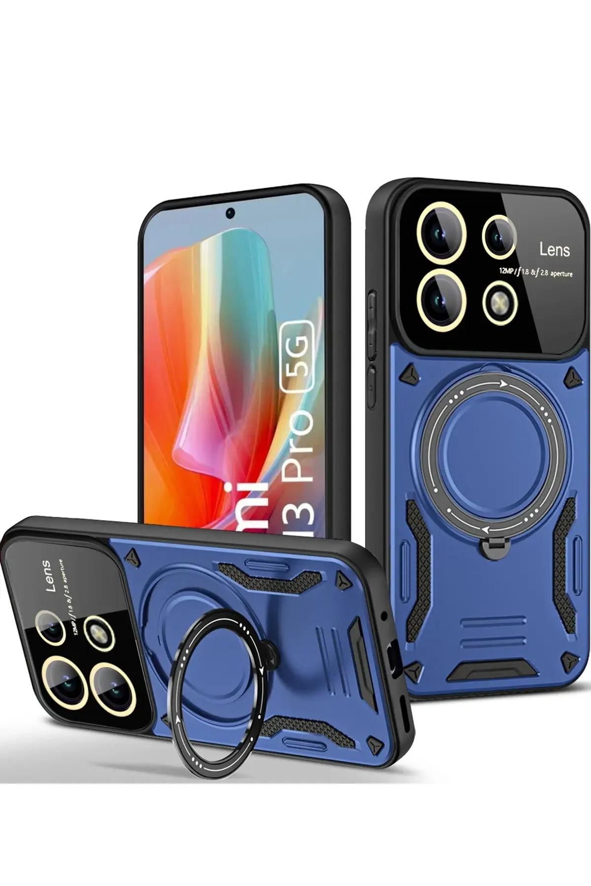 Newface Xiaomi Redmi Note 13 Pro 5G Kılıf Joy Lens Standlı Kapak - Lacivert