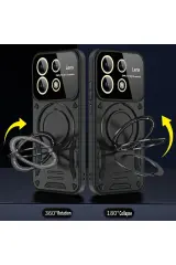 Newface Xiaomi Redmi Note 13 Pro 5G Kılıf Joy Lens Standlı Kapak - Koyu Yeşil