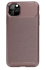 Newface iPhone 11 Pro Kılıf Auto Focus Karbon Kapak - Kahverengi