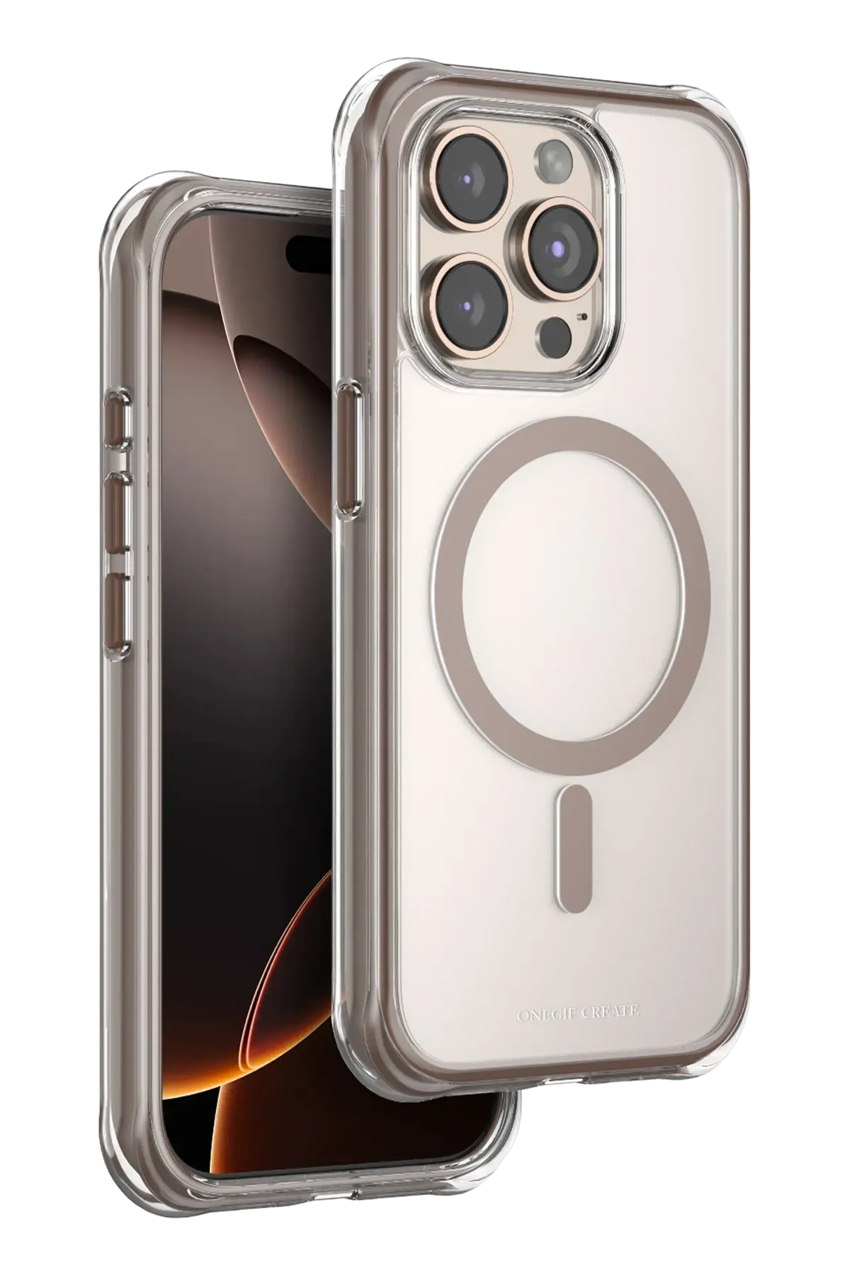 Onegif Apple iPhone 15 Pro Max Hulk Magsafe Kapak - Çöl Titanyum