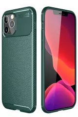 Newface iPhone 11 Pro Kılıf Auto Focus Karbon Kapak - Yeşil