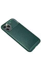 Newface iPhone 11 Pro Max Kılıf Auto Focus Karbon Kapak - Yeşil