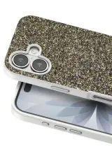 Onegif Apple iPhone 17 Bright Simli Kapak - Çöl Titanyum