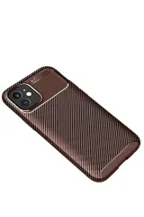 Newface iPhone 12 Mini Kılıf Auto Focus Karbon Kapak - Kahverengi
