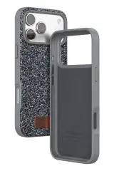 Onegif Apple iPhone 17 Pro Bright Simli Kapak - Gümüş