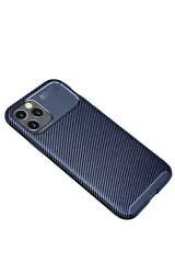 Newface iPhone 12 Pro Max Kılıf Auto Focus Karbon Kapak - Lacivert