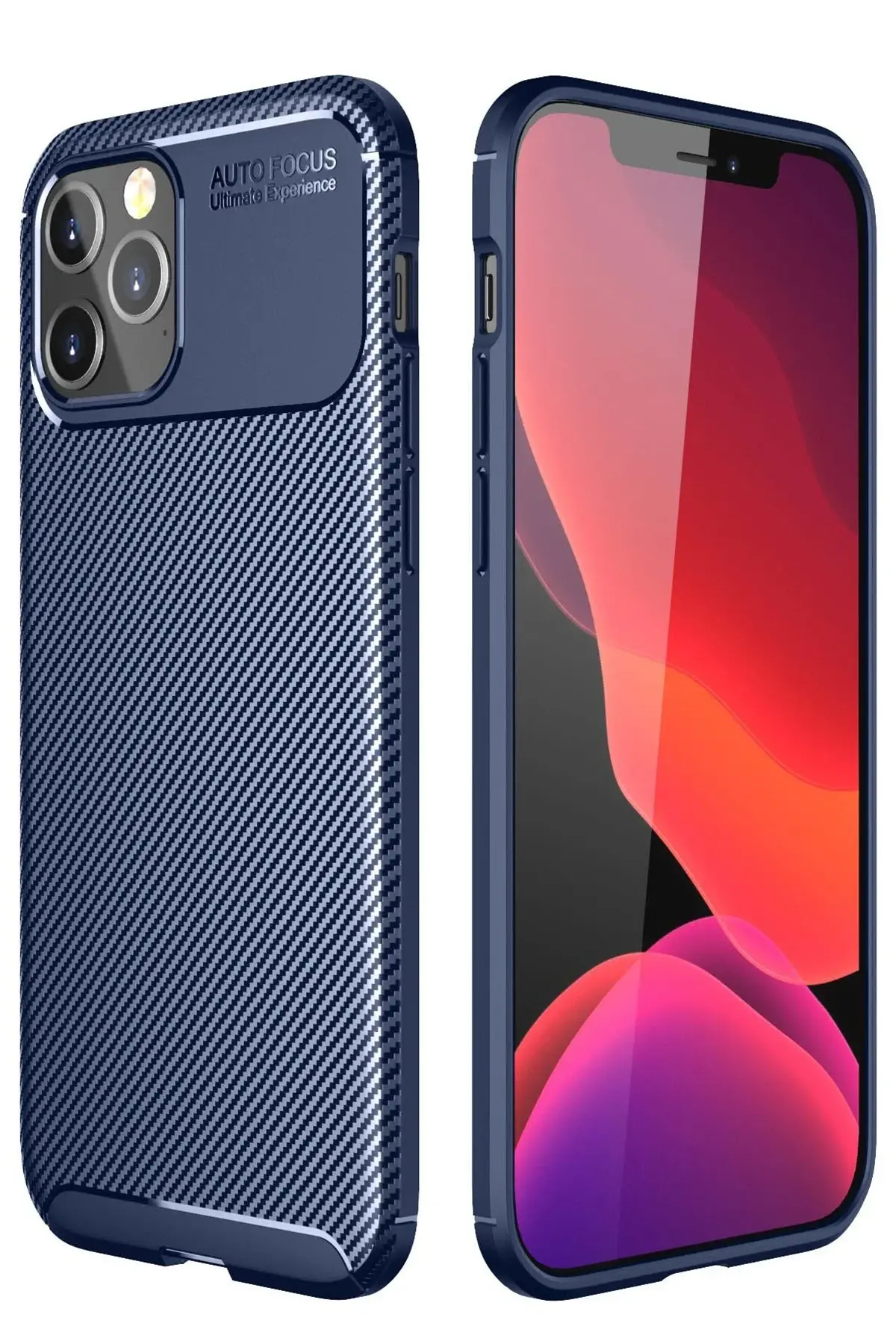 Newface iPhone 12 Pro Max Kılıf Auto Focus Karbon Kapak - Lacivert