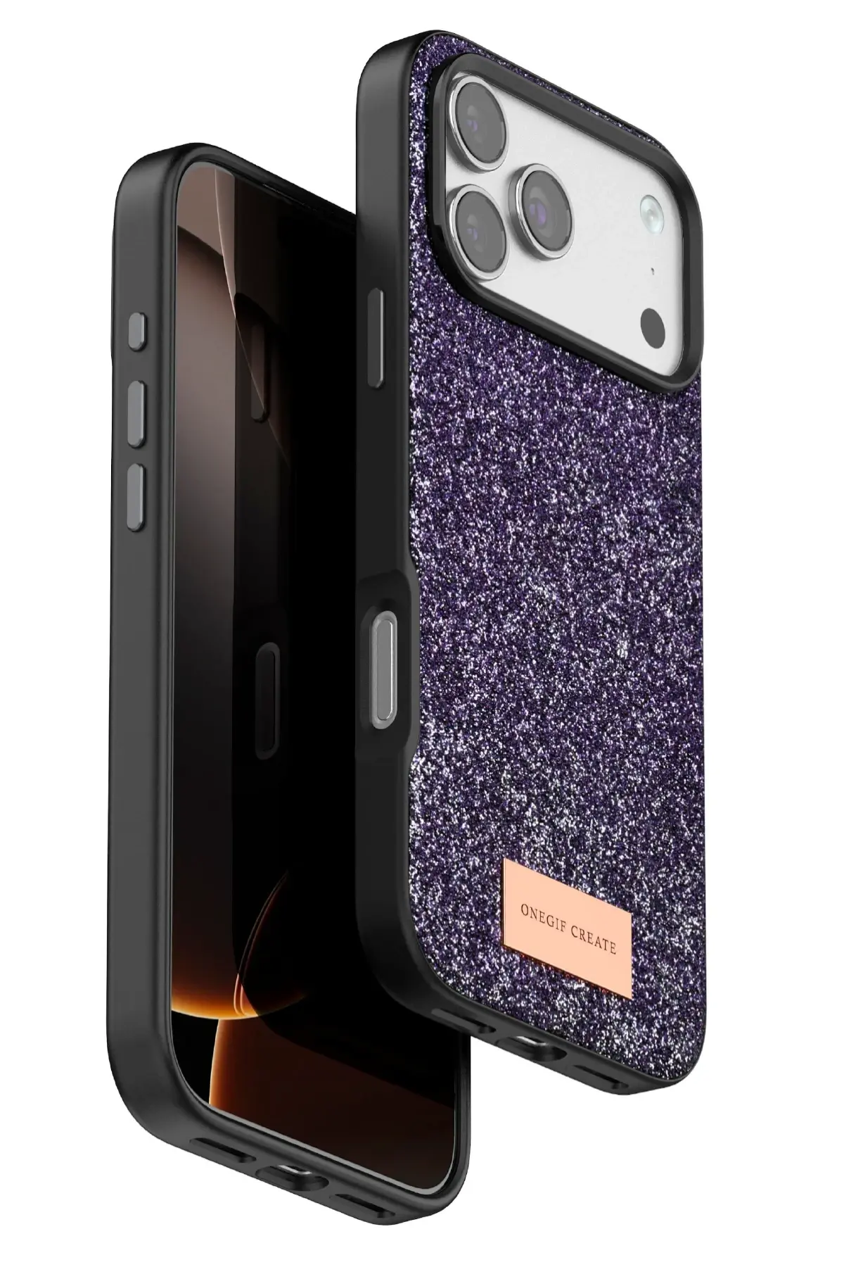 Onegif Apple iPhone 17 Pro Max Bright Simli Kapak - Derin Mor