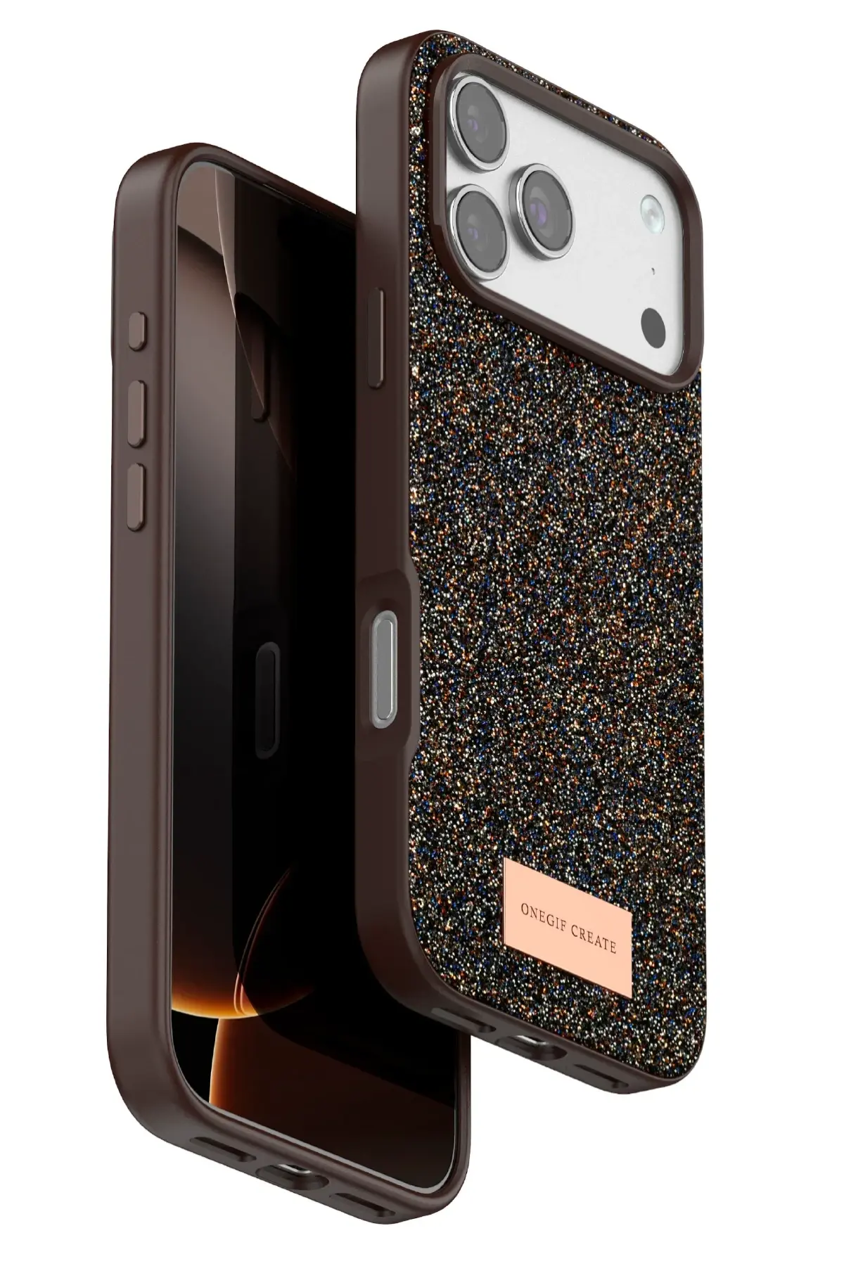 Onegif Apple iPhone 17 Pro Max Bright Simli Kapak - Gold