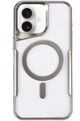 Newface iPhone 16 Kılıf Boyi Magsafe Silikon Kapak - Gümüş