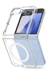 Newface Samsung Galaxy Z Flip 6 Kılıf Magneticsafe Şeffaf Silikon - Şeffaf