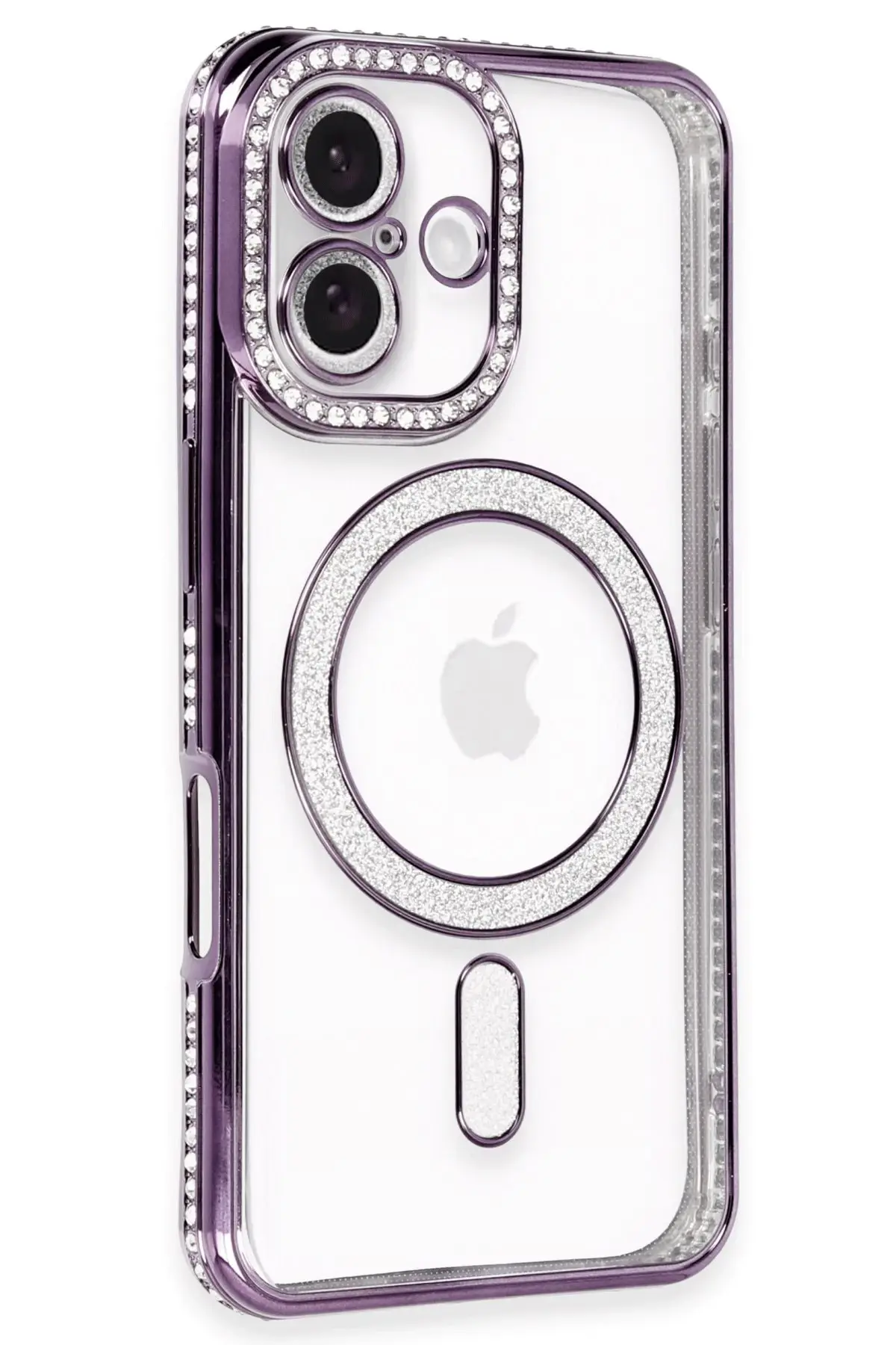 Newface iPhone 16 Kılıf Joke Simli Magneticsafe Kılıf - Derin Mor