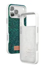 Onegif Apple iPhone 17 Pro Bright Simli Kapak - Koyu Yeşil