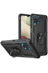 Newface Samsung Galaxy A22 Kılıf Sofya Yüzüklü Silikon Kapak - Siyah