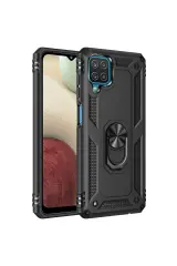 Newface Samsung Galaxy A22 Kılıf Sofya Yüzüklü Silikon Kapak - Siyah