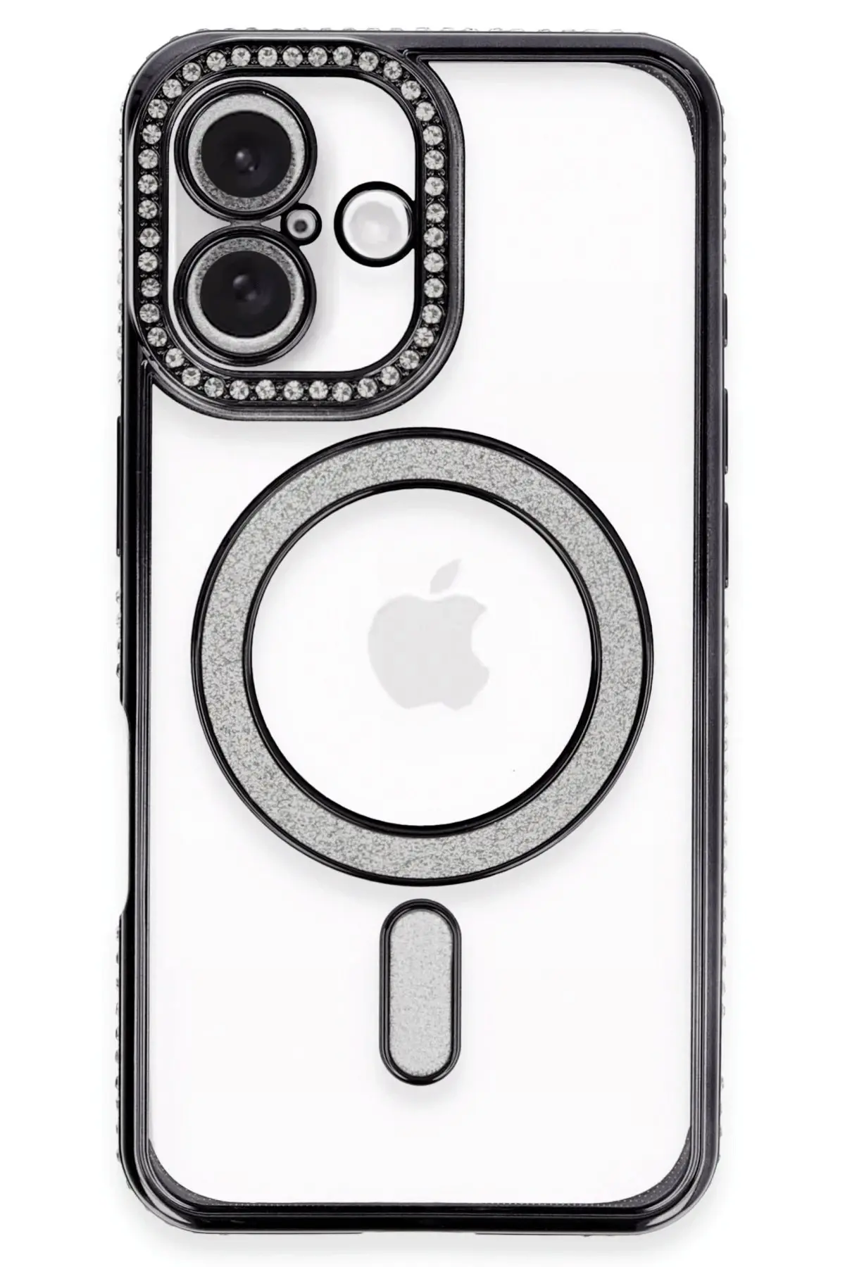 Newface iPhone 16 Plus Kılıf Joke Simli Magneticsafe Kılıf - Siyah