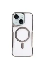 Newface iPhone 15 Plus Kılıf Boyi Magsafe Silikon Kapak - Titan Gri