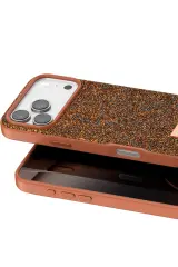 Onegif Apple iPhone 17 Pro Bright Simli Kapak - Turuncu