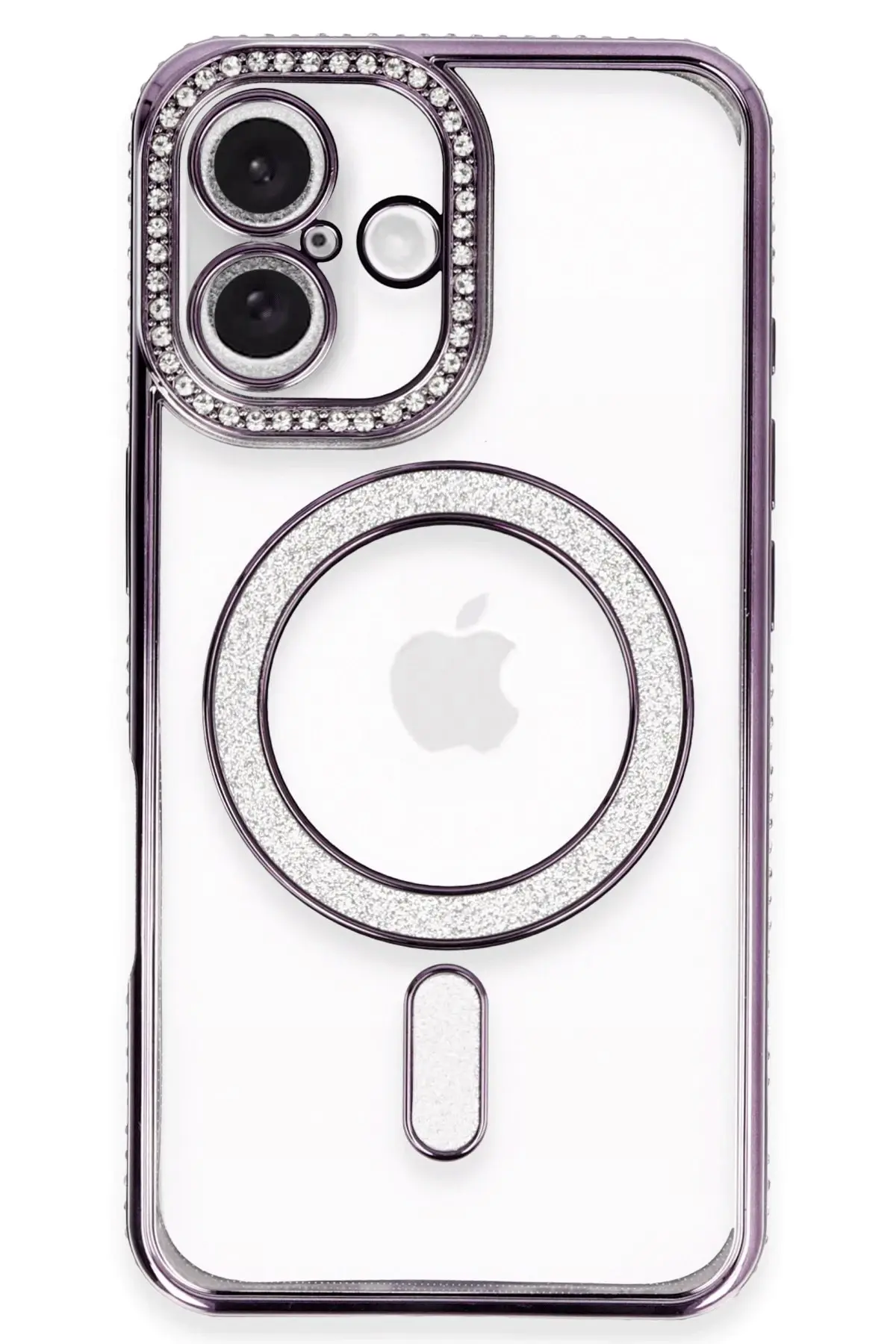 Newface iPhone 16 Plus Kılıf Joke Simli Magneticsafe Kılıf - Derin Mor