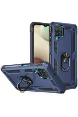 Newface Samsung Galaxy A22 Kılıf Sofya Yüzüklü Silikon Kapak - Lacivert