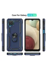 Newface Samsung Galaxy A22 Kılıf Sofya Yüzüklü Silikon Kapak - Lacivert