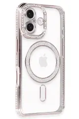 Newface iPhone 16 Plus Kılıf Joke Simli Magneticsafe Kılıf - Pembe