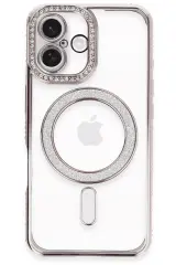 Newface iPhone 16 Plus Kılıf Joke Simli Magneticsafe Kılıf - Pembe