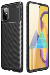 Newface Samsung Galaxy M51 Kılıf Auto Focus Karbon Kapak - Siyah