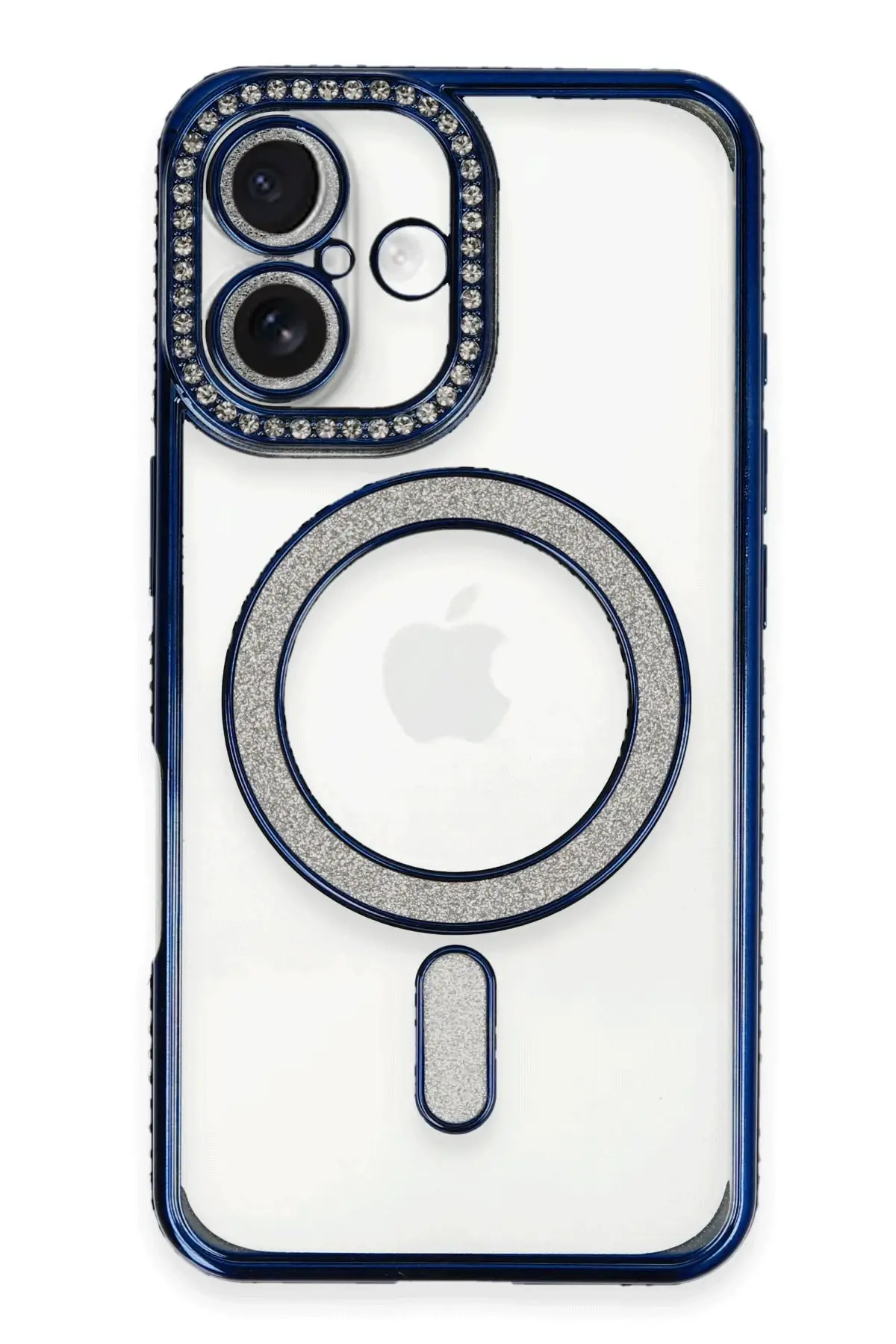 Newface iPhone 16 Plus Kılıf Joke Simli Magneticsafe Kılıf - Lacivert