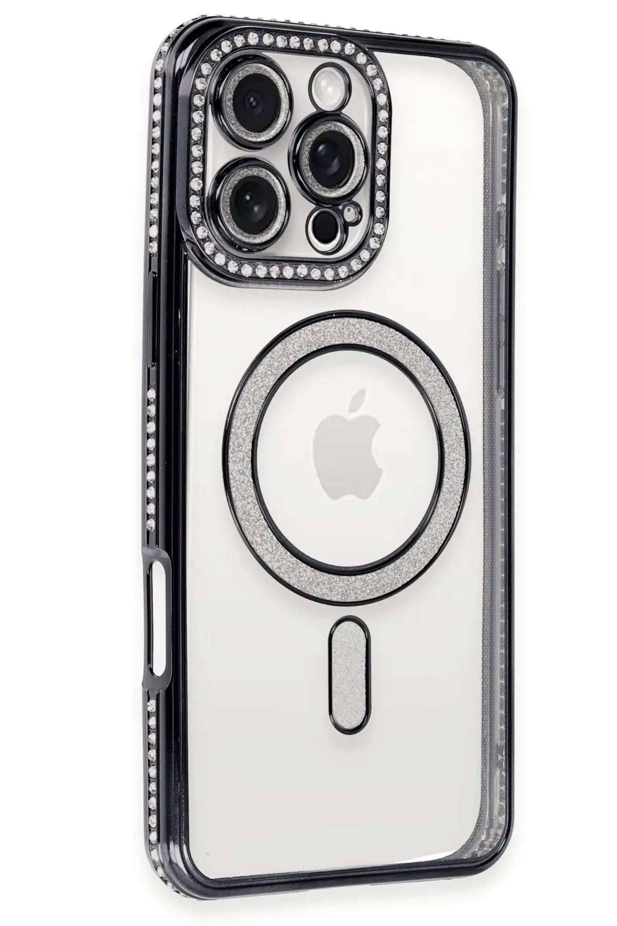 Newface iPhone 16 Pro Kılıf Joke Simli Magneticsafe Kılıf - Siyah