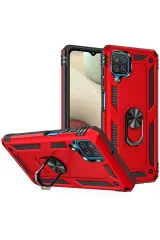 Newface Samsung Galaxy A22 Kılıf Sofya Yüzüklü Silikon Kapak - Kırmızı