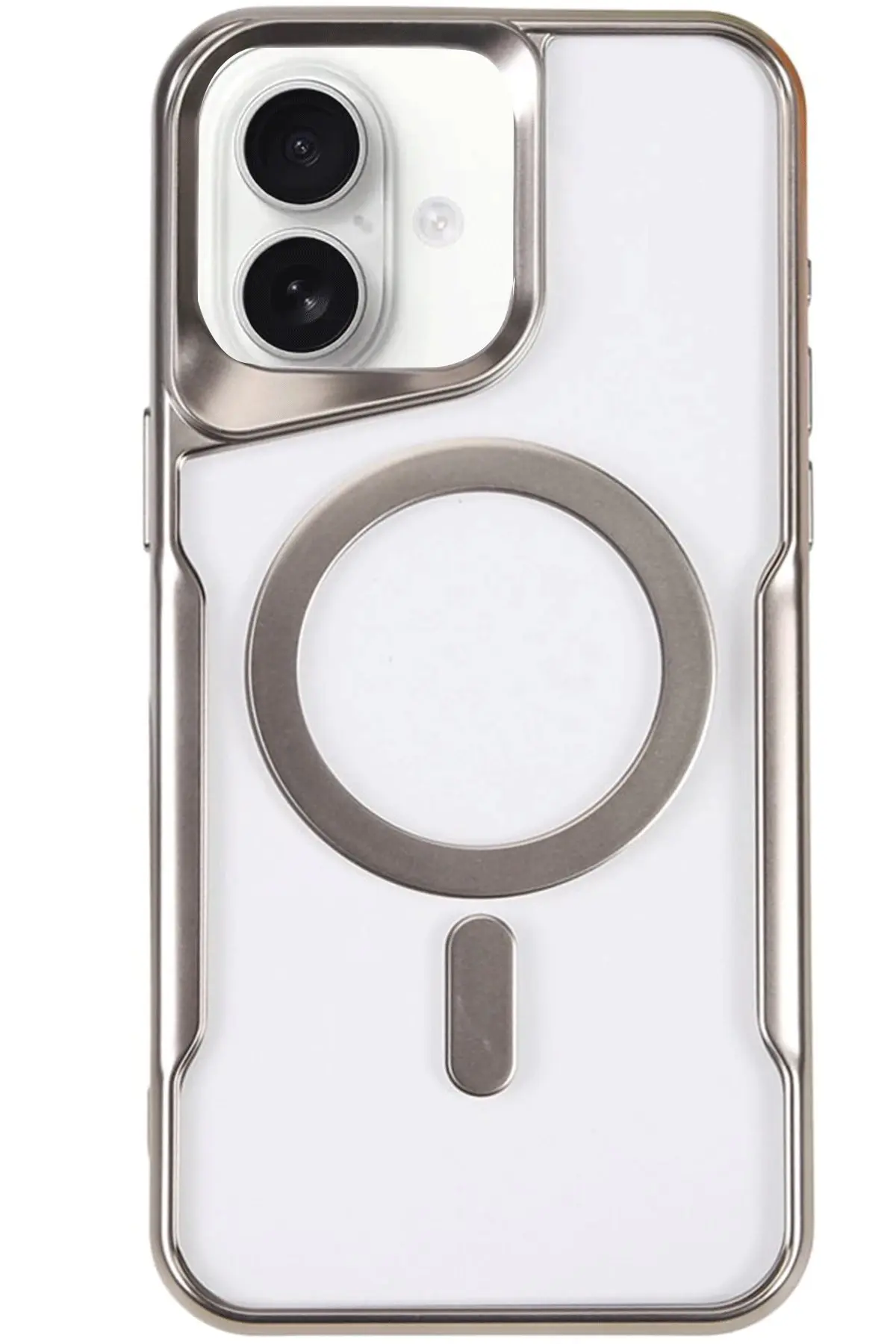 Newface iPhone 16 Plus Kılıf Boyi Magsafe Silikon Kapak - Gümüş