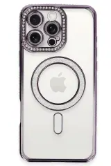 Newface iPhone 16 Pro Kılıf Joke Simli Magneticsafe Kılıf - Derin Mor
