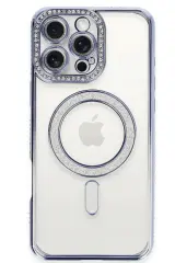 Newface iPhone 16 Pro Kılıf Joke Simli Magneticsafe Kılıf - Mavi