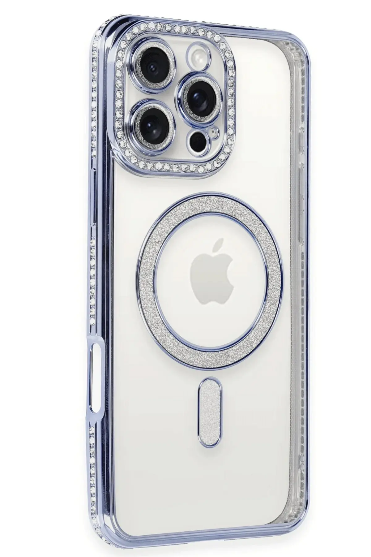 Newface iPhone 16 Pro Kılıf Joke Simli Magneticsafe Kılıf - Mavi