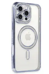 Newface iPhone 16 Pro Kılıf Joke Simli Magneticsafe Kılıf - Mavi