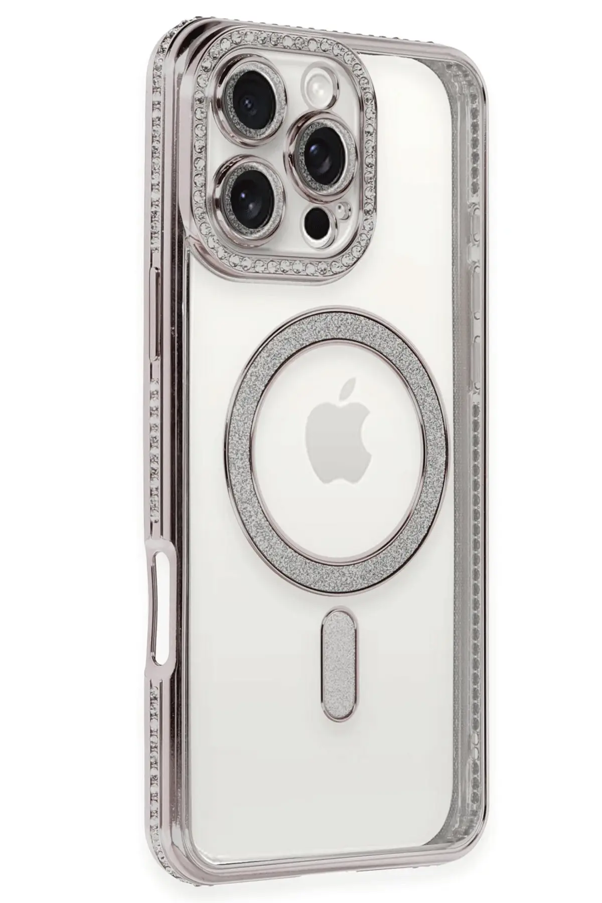 Newface iPhone 16 Pro Kılıf Joke Simli Magneticsafe Kılıf - Pembe