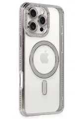 Newface iPhone 16 Pro Kılıf Joke Simli Magneticsafe Kılıf - Pembe